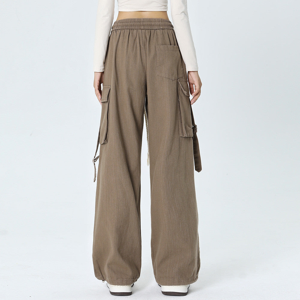Men Sweatpants Workwear Wide Leg Trousers Men Oversize Loose Straight Drawstring Jogger Pants