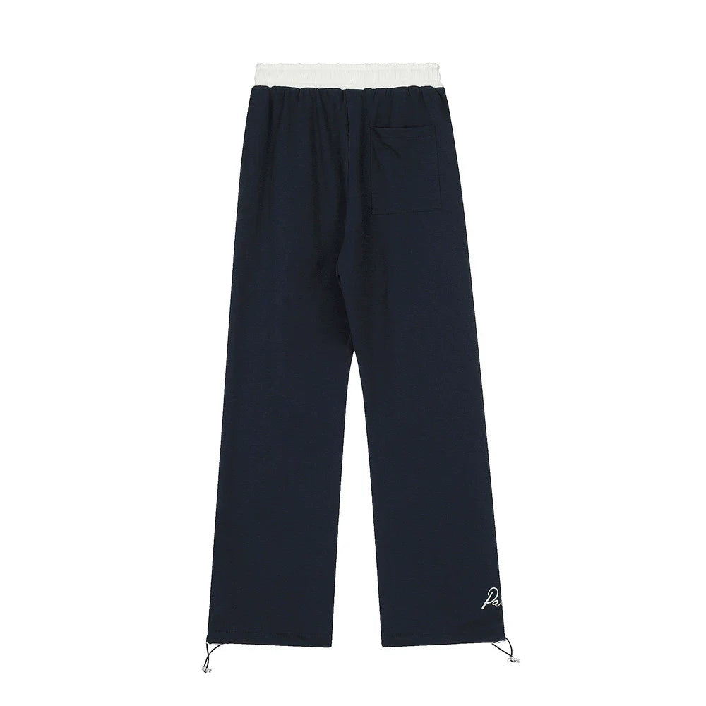 Men Sweatpants Stitching Straight Casual Pants Men's Letter Embroidered Trousers
