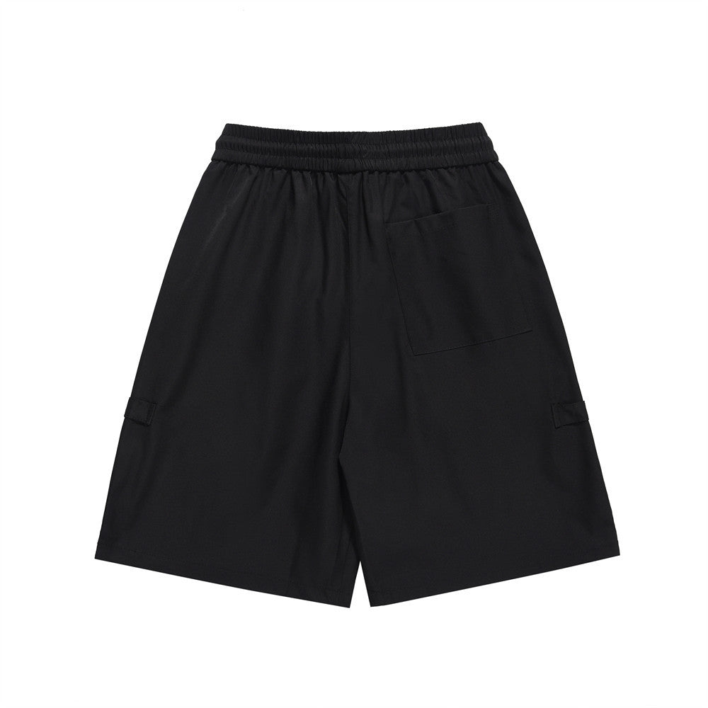 Men Shorts Zipper Decorations Casual Loose Sports Solid Color