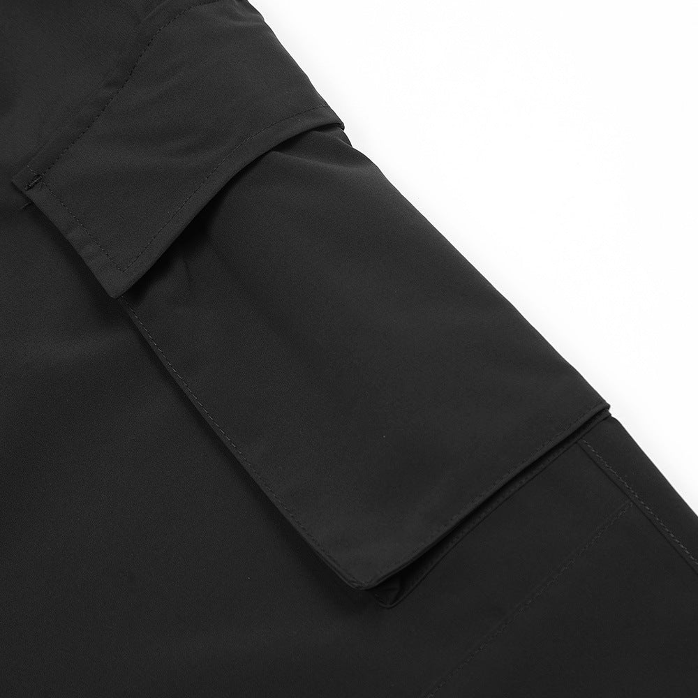 Men Sweatpants Multi-Pocket Workwear Casual Pants Loose Zip Straight-Leg Pants Trousers