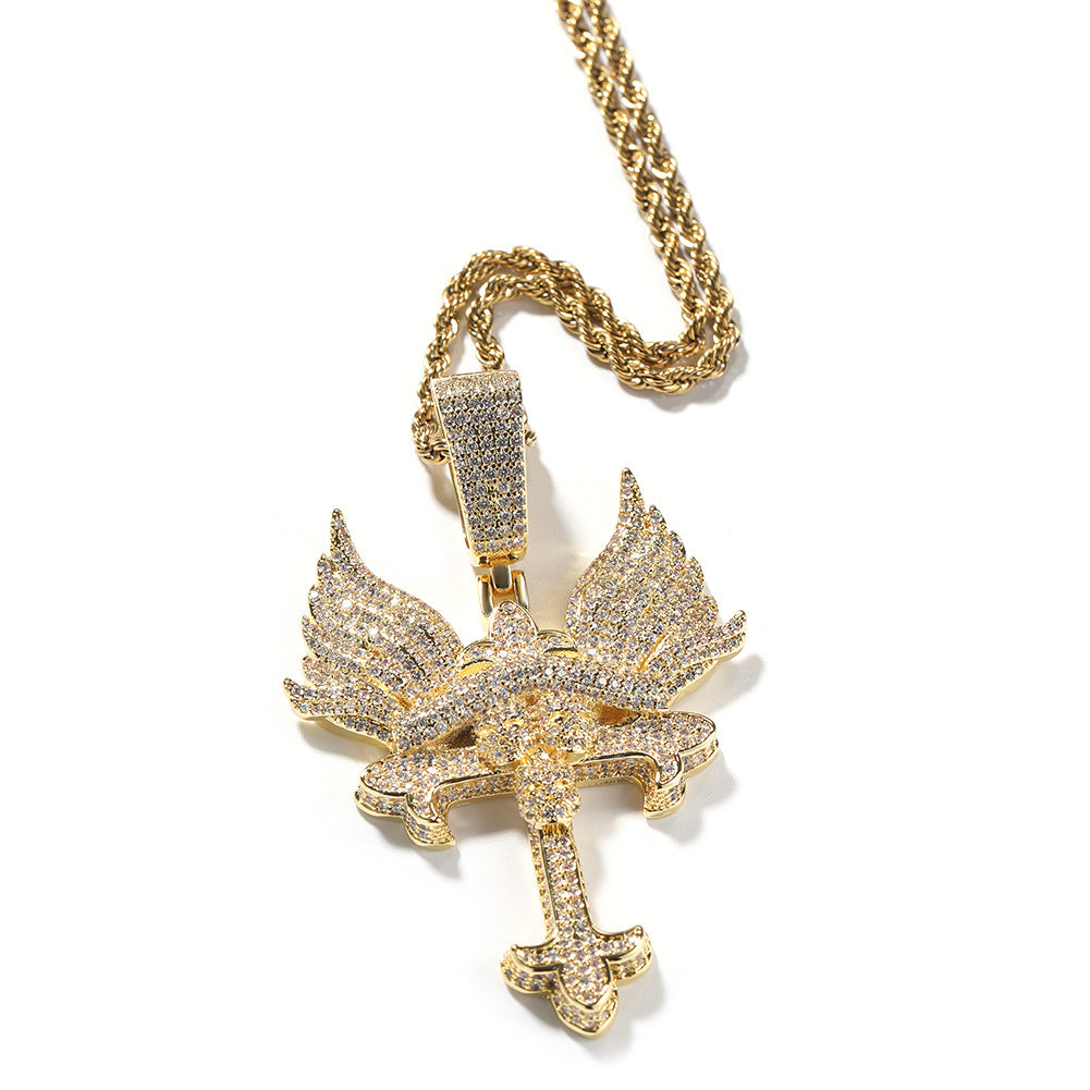 Jewelry Cross Necklace Angel Wings Couple Necklace Angel Pieces Egypt Pieces Jesus Pieces St. Valentine's