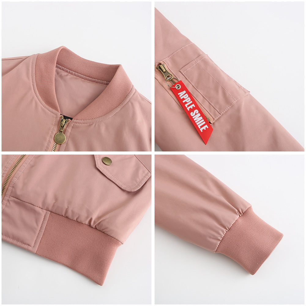 Women Trench Coat Bomber Jacket Women Baseball Jacket Spring and Autumn Flight Suit Long Sleeve Coat
