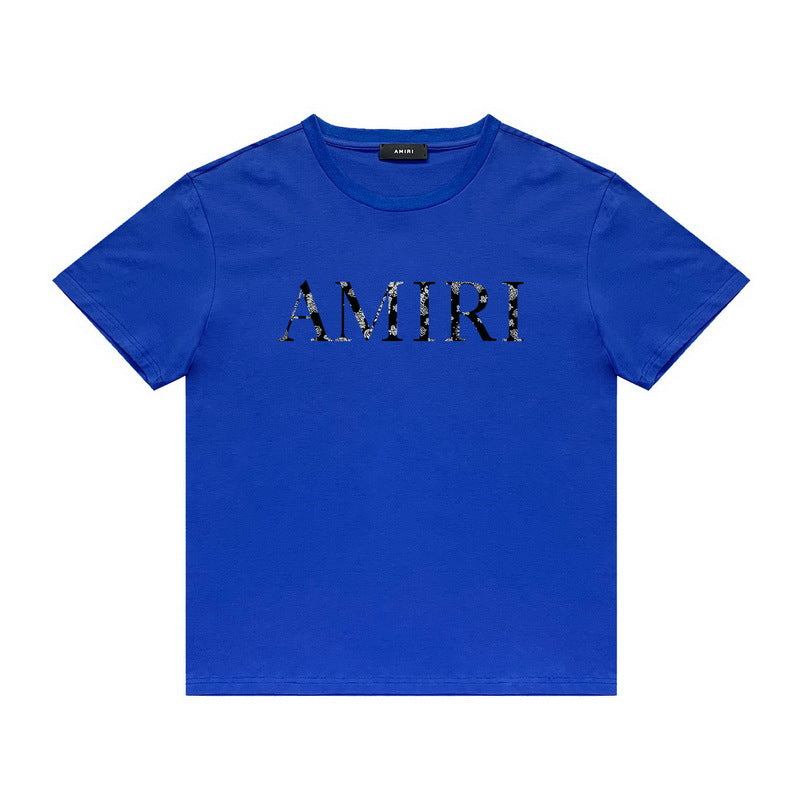 Amiri T Shirt Lettered Casual Hip Hop High Street round Neck Short Sleeve T-shirt
