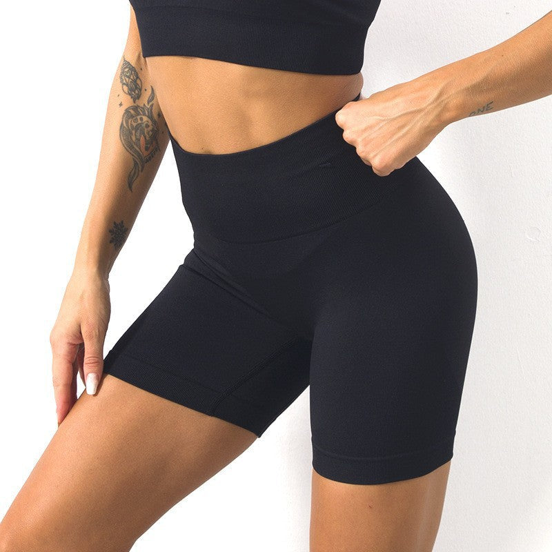 Women Yoga Sports Shorts Quick-Drying Breathable Threaded Tight Cycling Sports Yoga Fitness Shorts