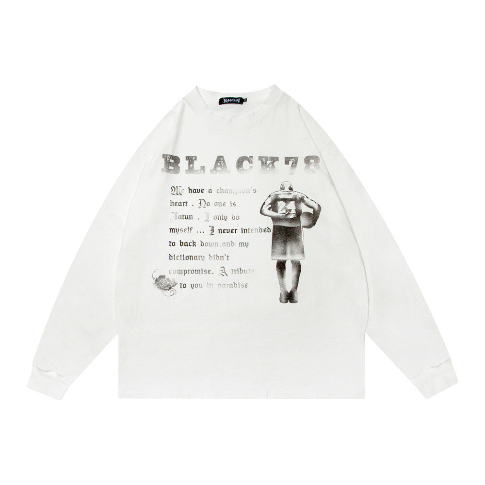 Men Long Sleeve T-Shirt Personalized Printing Distressed Loose