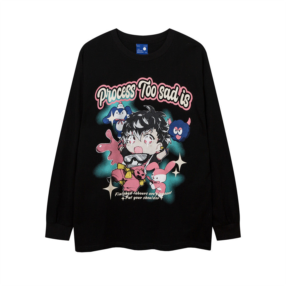 Men Long Sleeve T-shirt Cartoon Anime Print Cute Inner Wear