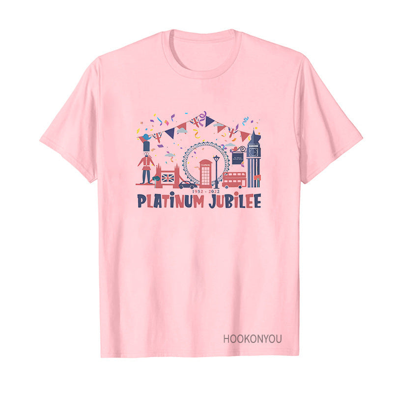 Inspired by Queen's Platinum Jubilee 2022 Elizabeth 70 Years T-shirt Printed Short Sleeve T-shirt