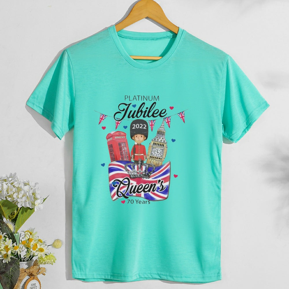 Inspired by Queen's Platinum Jubilee 2022 Elizabeth 70 Years T-shirt Short Sleeve T-shirt plus Size Loose Summer