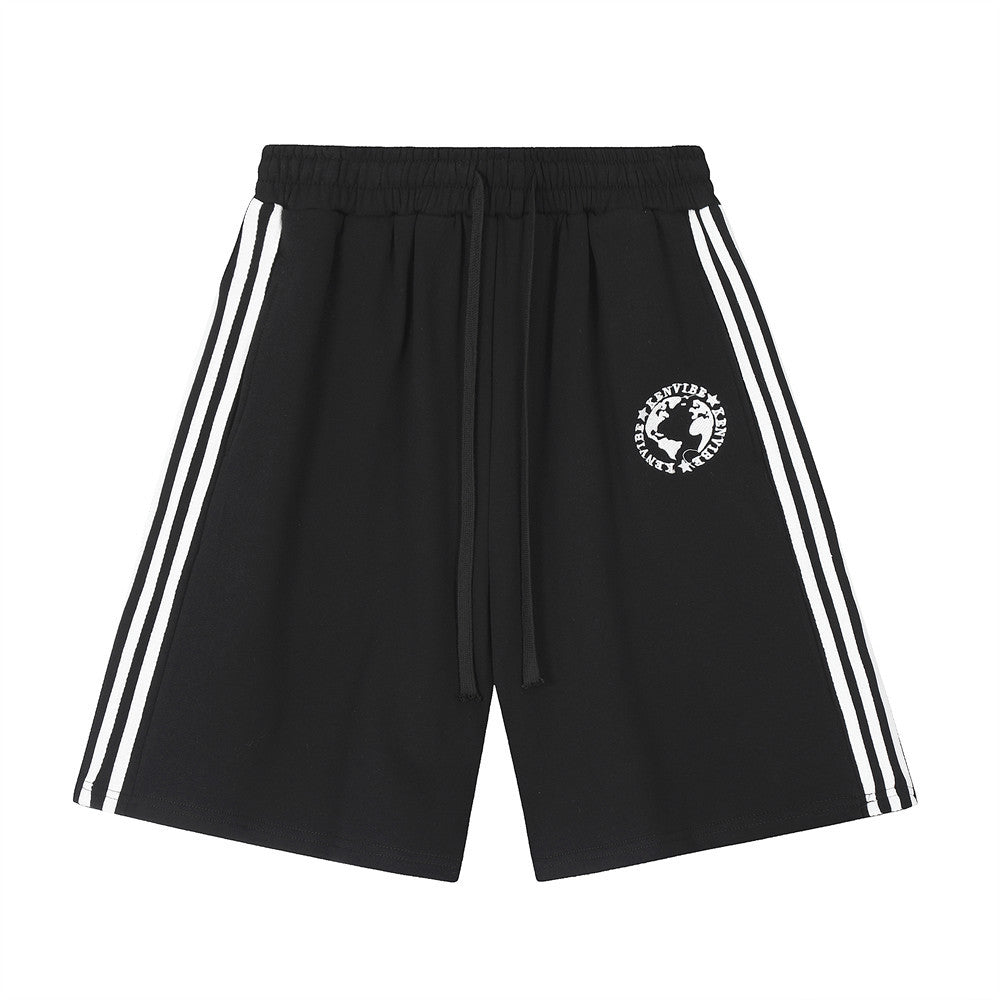 Men Shorts Summer Casual Sports Loose Striped Stitching