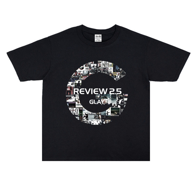 Rock Star T Shirt Glay Band Printed Short Sleeve Loose-Fitting Pure Cotton T-shirt Men's and Women's round Neck
