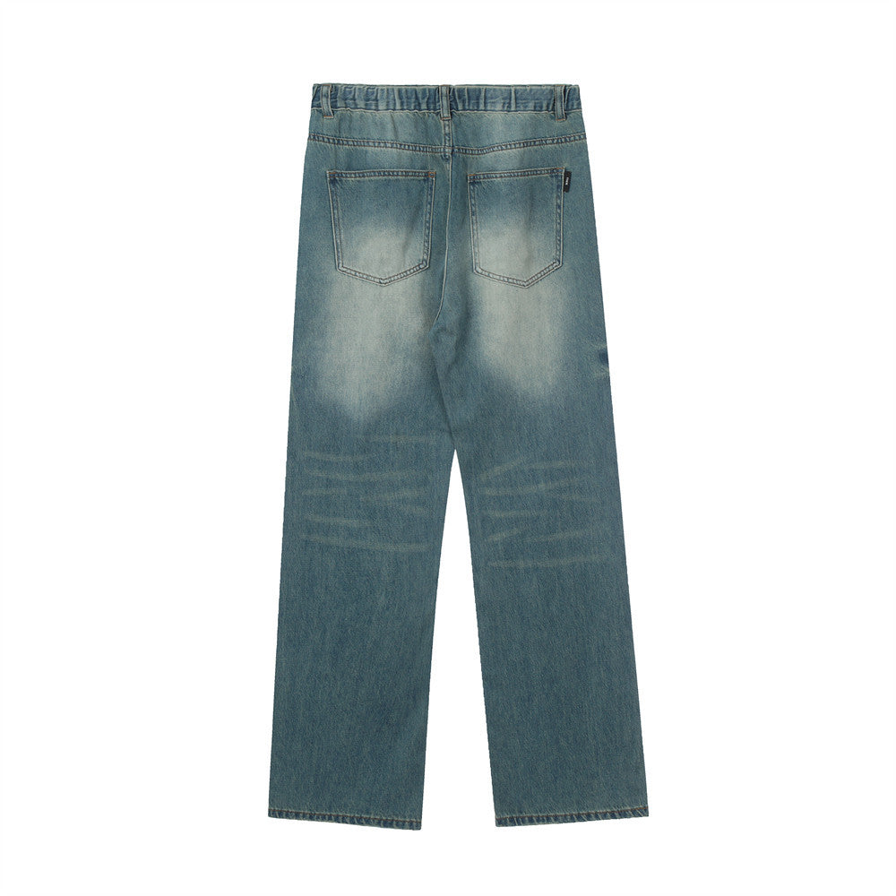 Men Jeans Ground White Retro Loose Casual