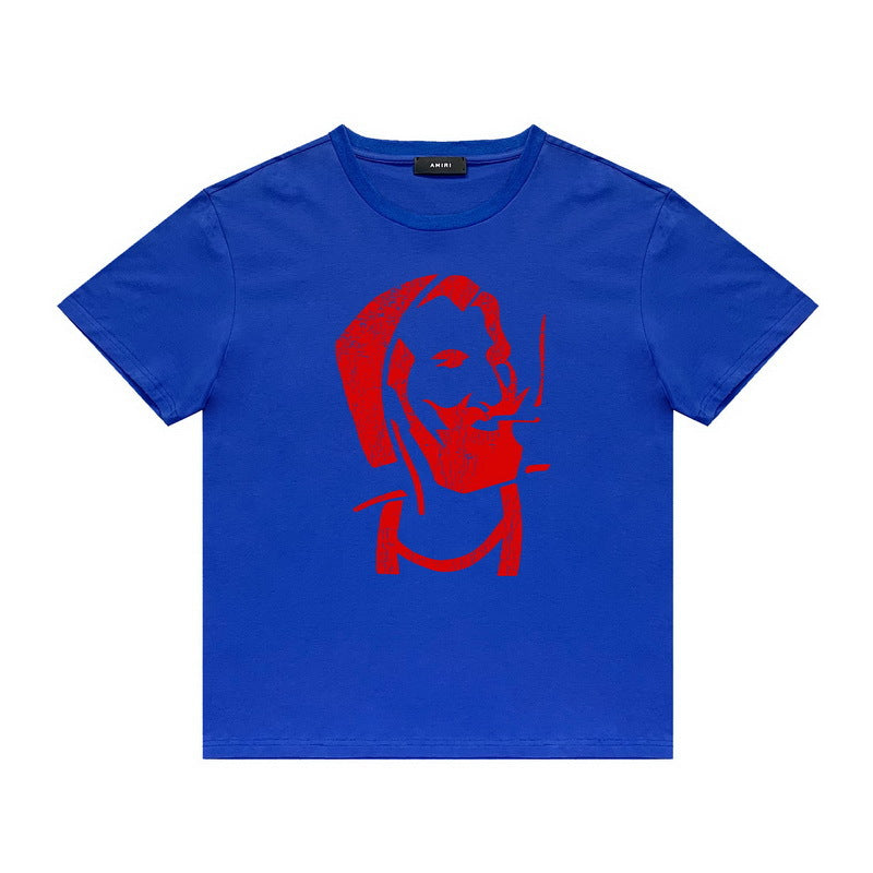 Amiri T Shirt Letter Print Casual Hip Hop High Street round Neck Short Sleeve T-shirt