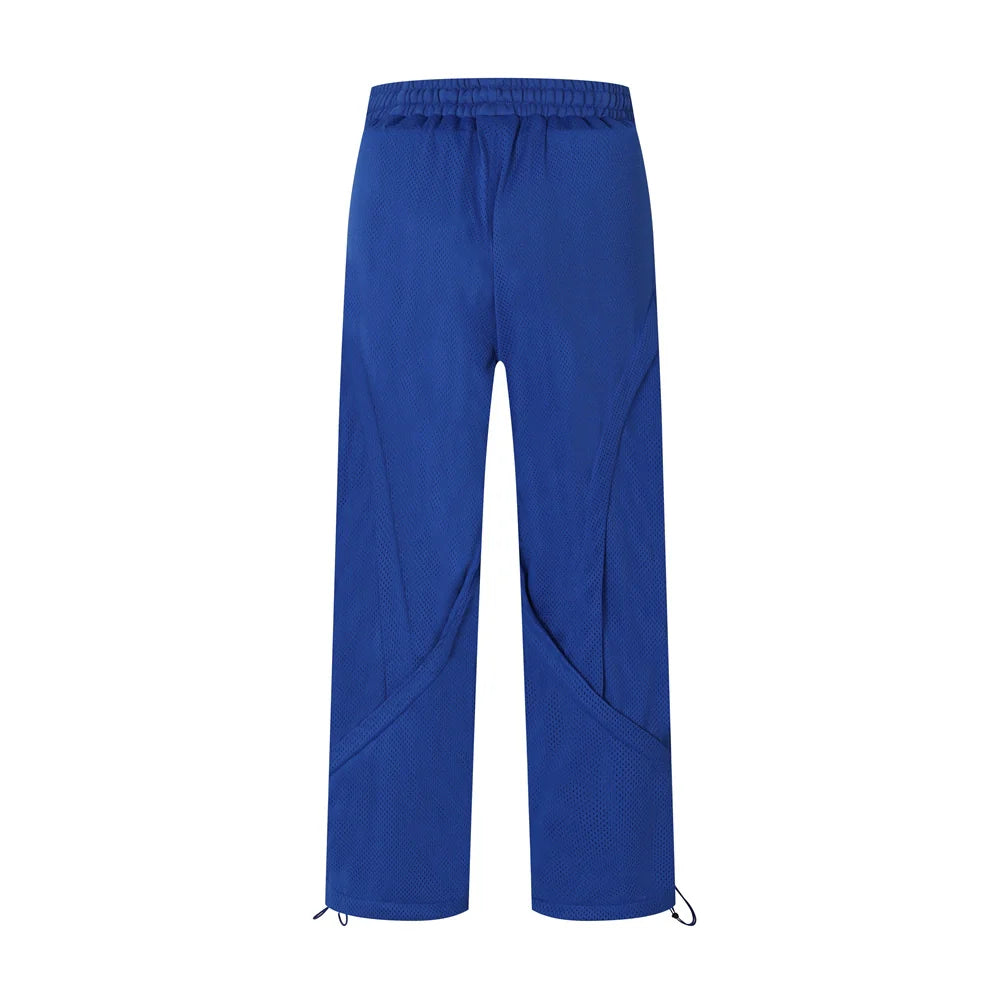 Men Sweatpants Breathable Quick-Drying Mesh Exercise Casual Pants Pleated Stitching Draping Effect Wide-Leg Pants