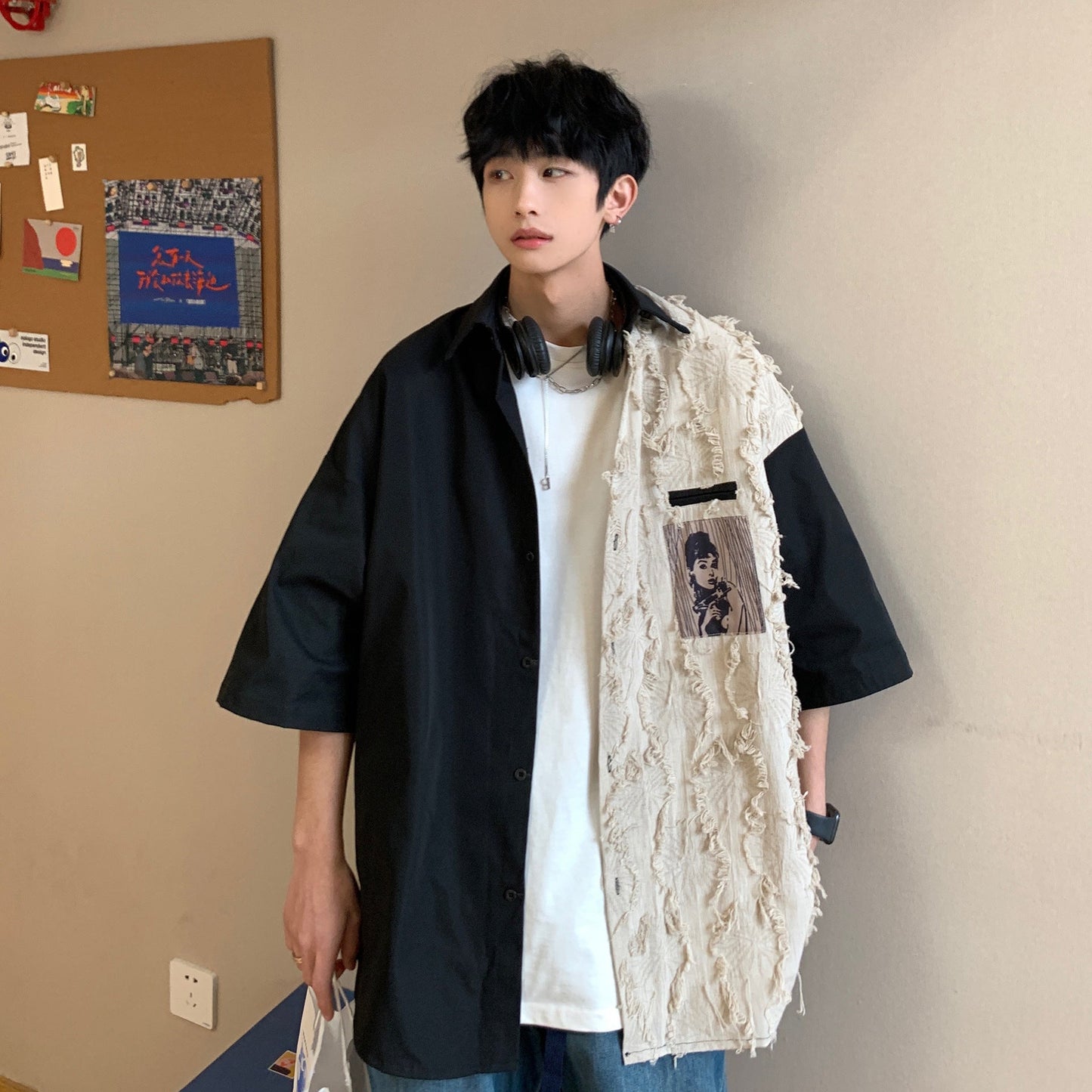 Men's Shirt Summer Fake Two-Piece Fashion