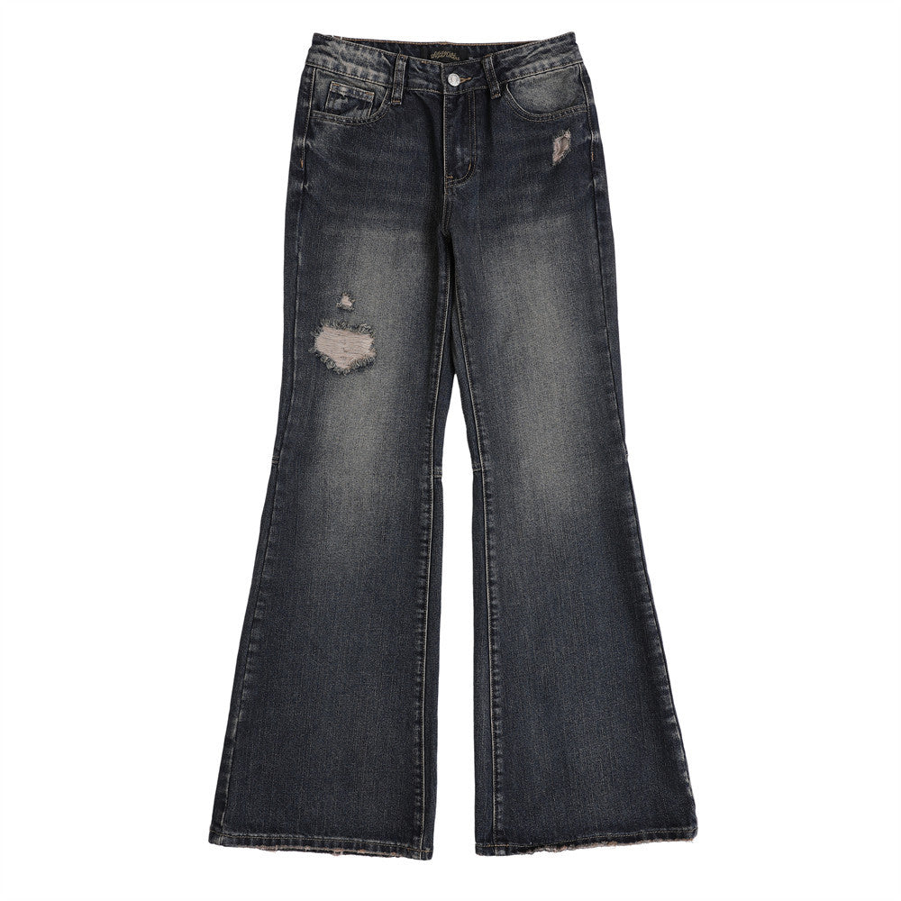 Women Pants Ripped Jeans Women Slim-Fitting Straight Pants Trousers