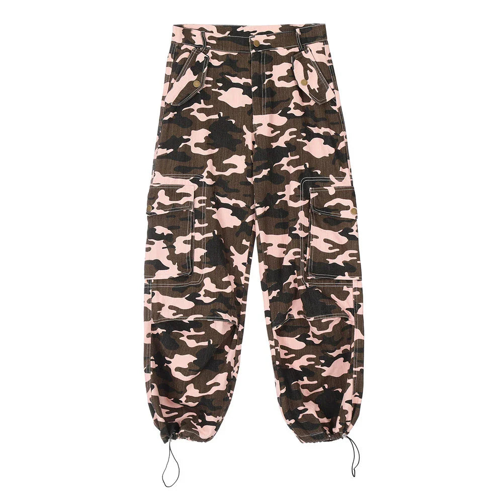 Men Sweatpants Camouflage Workwear Trousers Sports Straight Camouflage Trousers Drawstring Jogger Pants