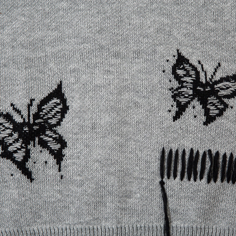 Men Sweater Coat Butterfly Print