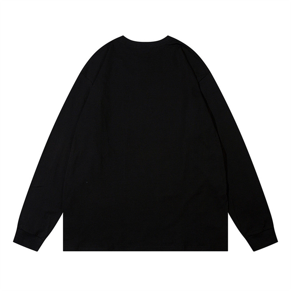 Men Long Sleeve T-shirt Graffiti Printing Chain Decoration
