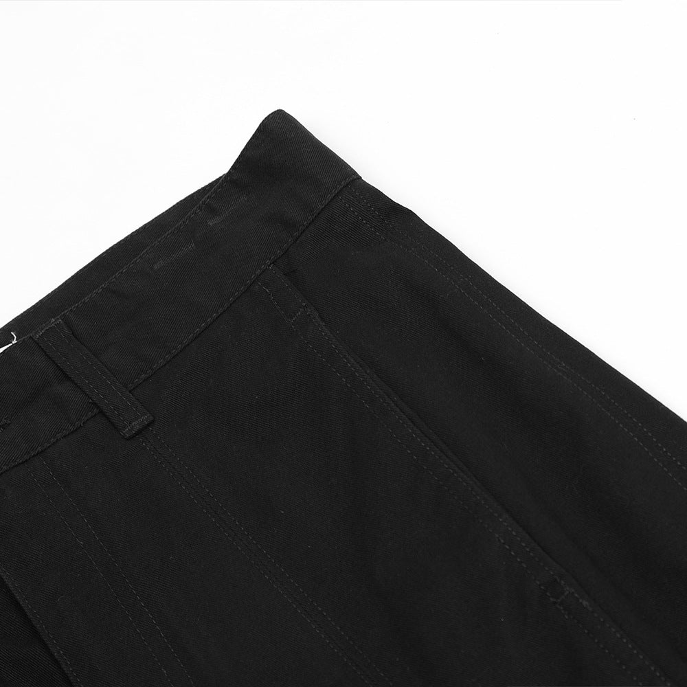 Men Jeans Solid Color Loose Casual Zipper Slit