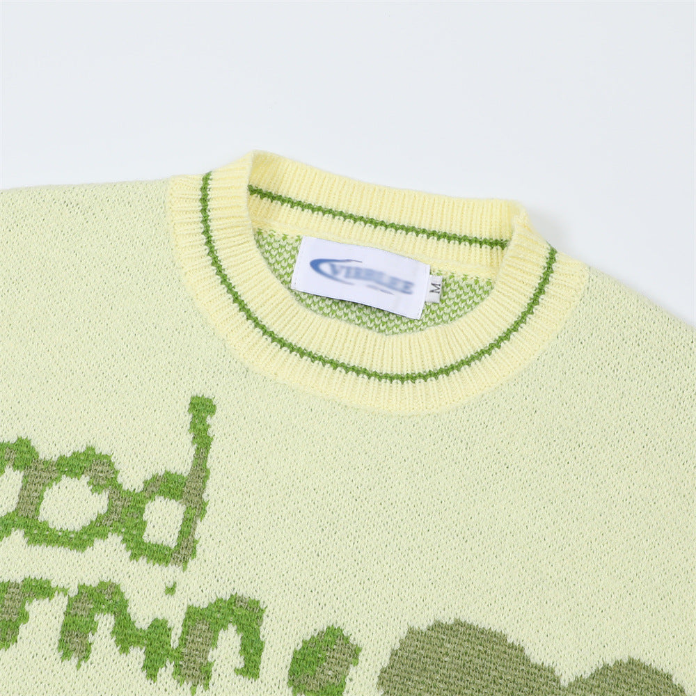 Men Sweater Cartoon Frog Jacquard Sweater