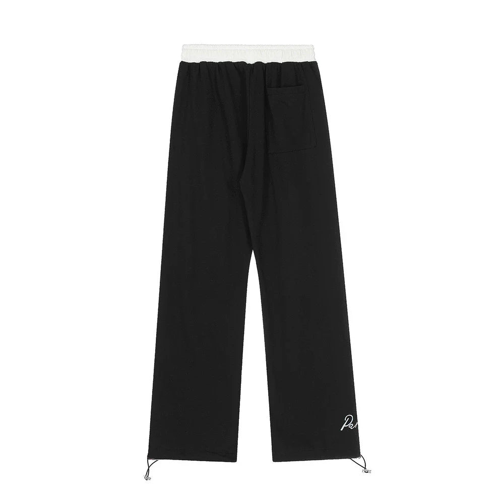 Men Sweatpants Stitching Straight Casual Pants Men's Letter Embroidered Trousers