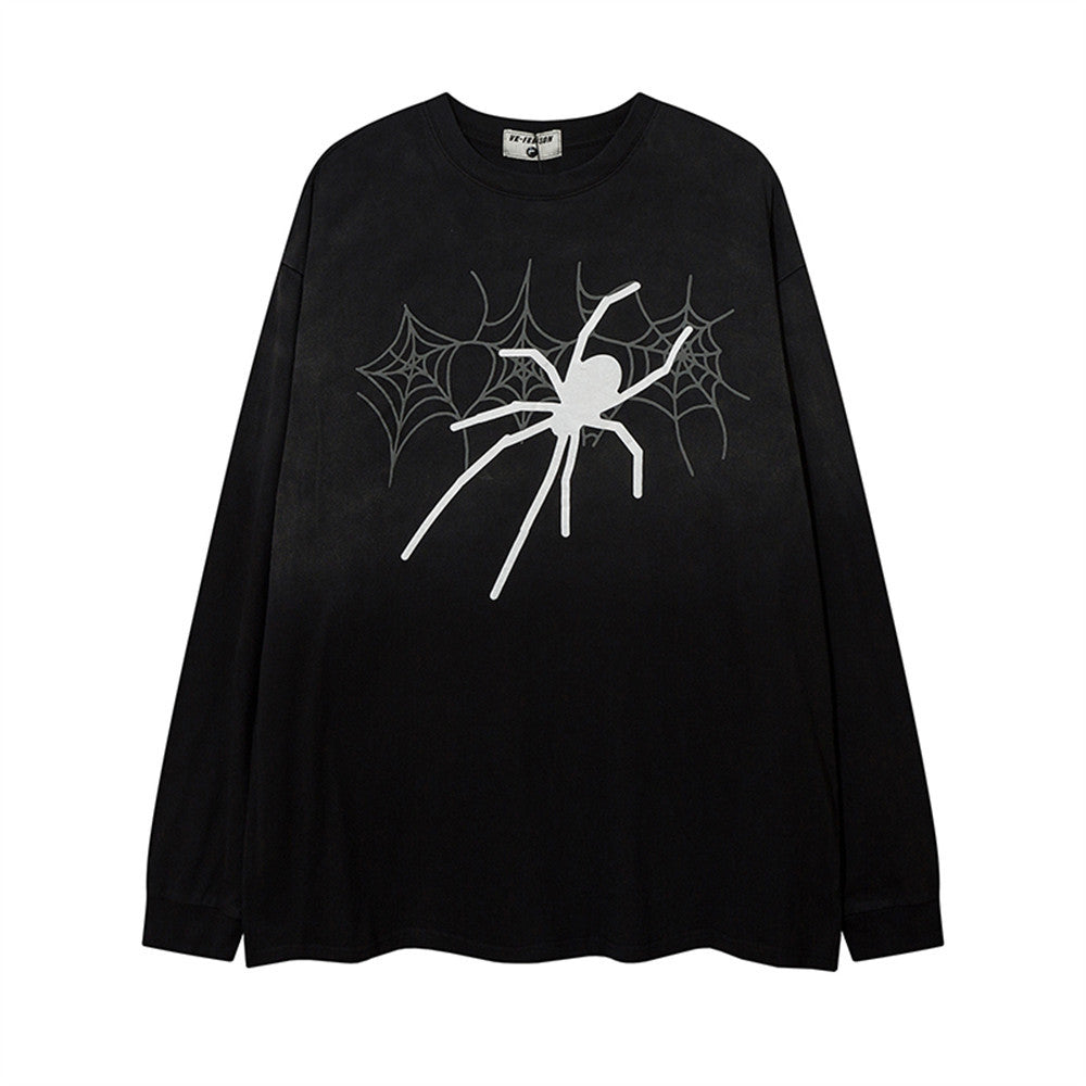Men Long Sleeve T-shirt Dark Style Personality Spider Print