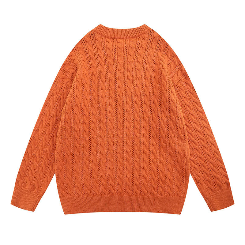 Women Sweater Cartoon round Neck Sweater College Style Loose Knitted Top