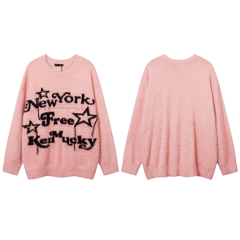 Women Sweater Star Soft Knitted Sweater Vintage