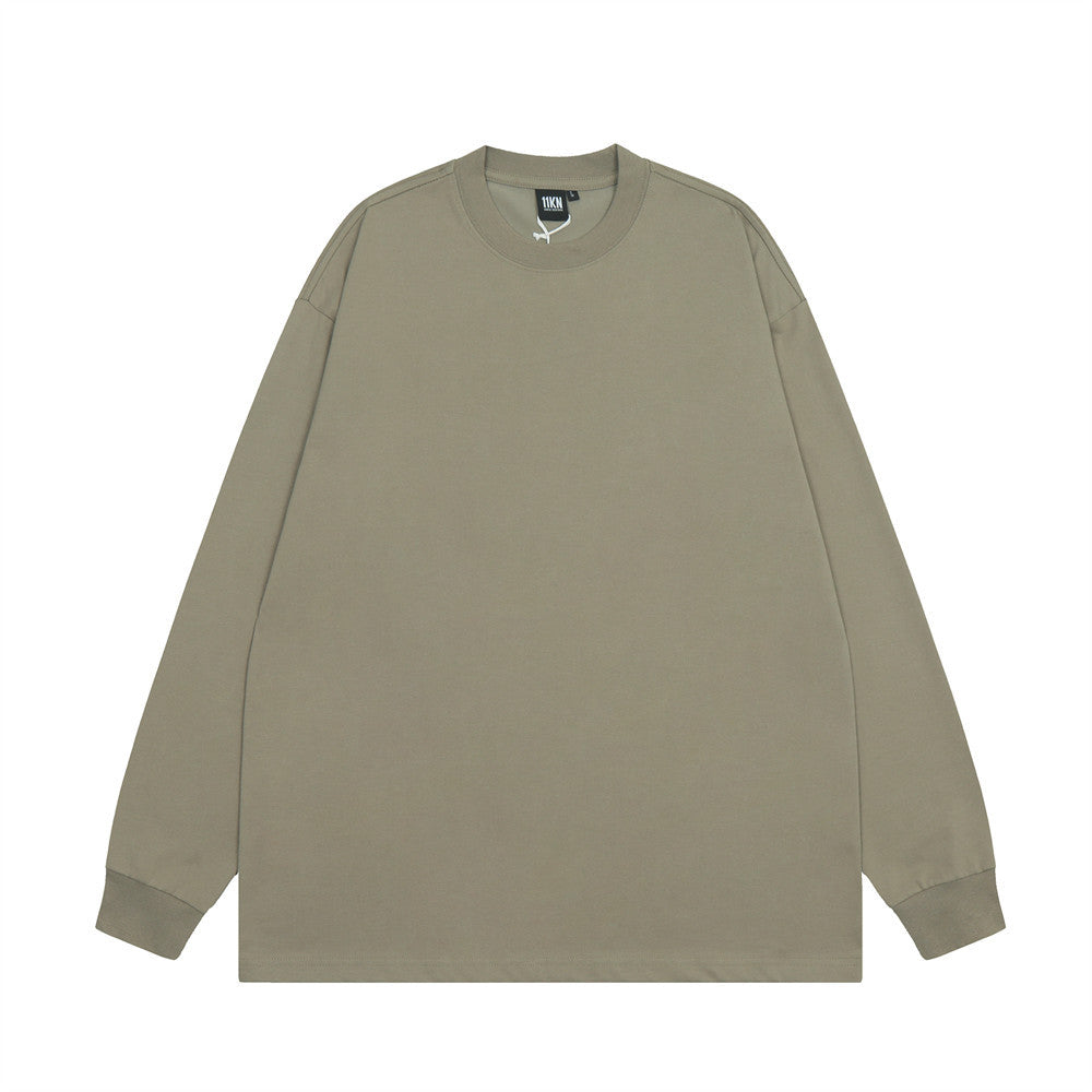 Men Long Sleeve T-Shirt Heavy Solid Color Long Sleeve T-shirt Pure Cotton