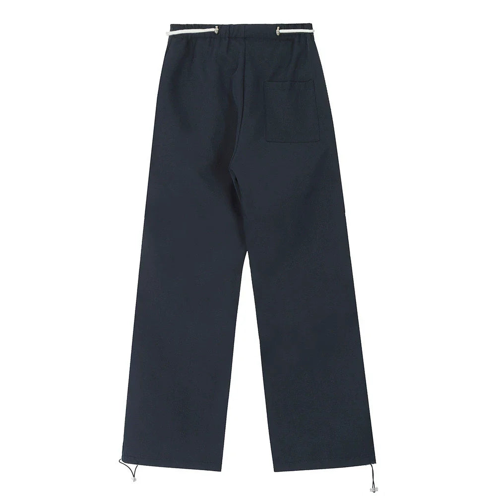 Men Sweatpants Leisure Sports Tactical Pants Loose Straight Trousers Feet Drawstring Jogger Pants