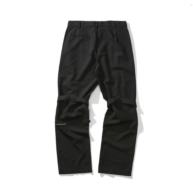 Cargo Pants Lace-up Diamond-Embedded Loose