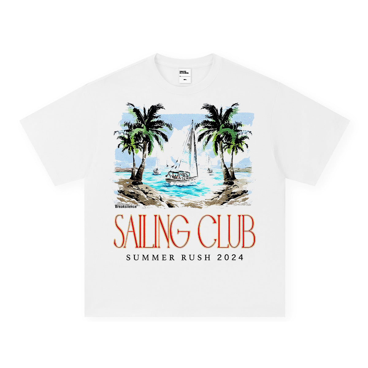 Vintage T-shirts Summer Coconut Vintage Print Short Sleeve Loose Half Sleeve