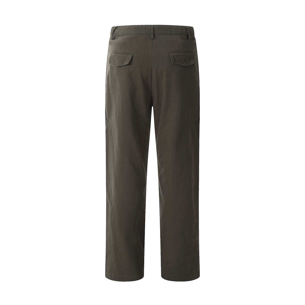 Men Sweatpants Multi-Pocket Straight Casual Working Pants Men's Loose Solid Color Mop Wide Leg Pants Trousers