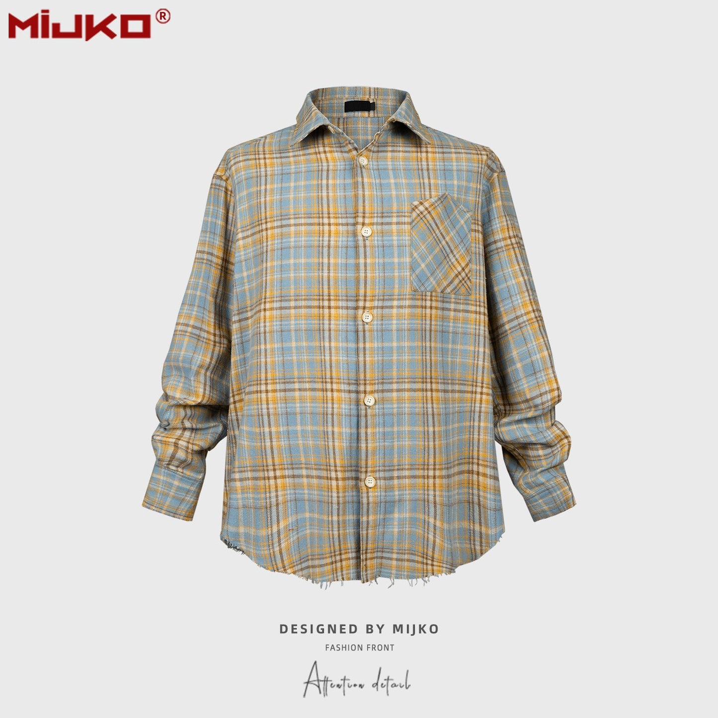 MIJKO Mens Jacket Plaid Jacket Unisex Cityboy