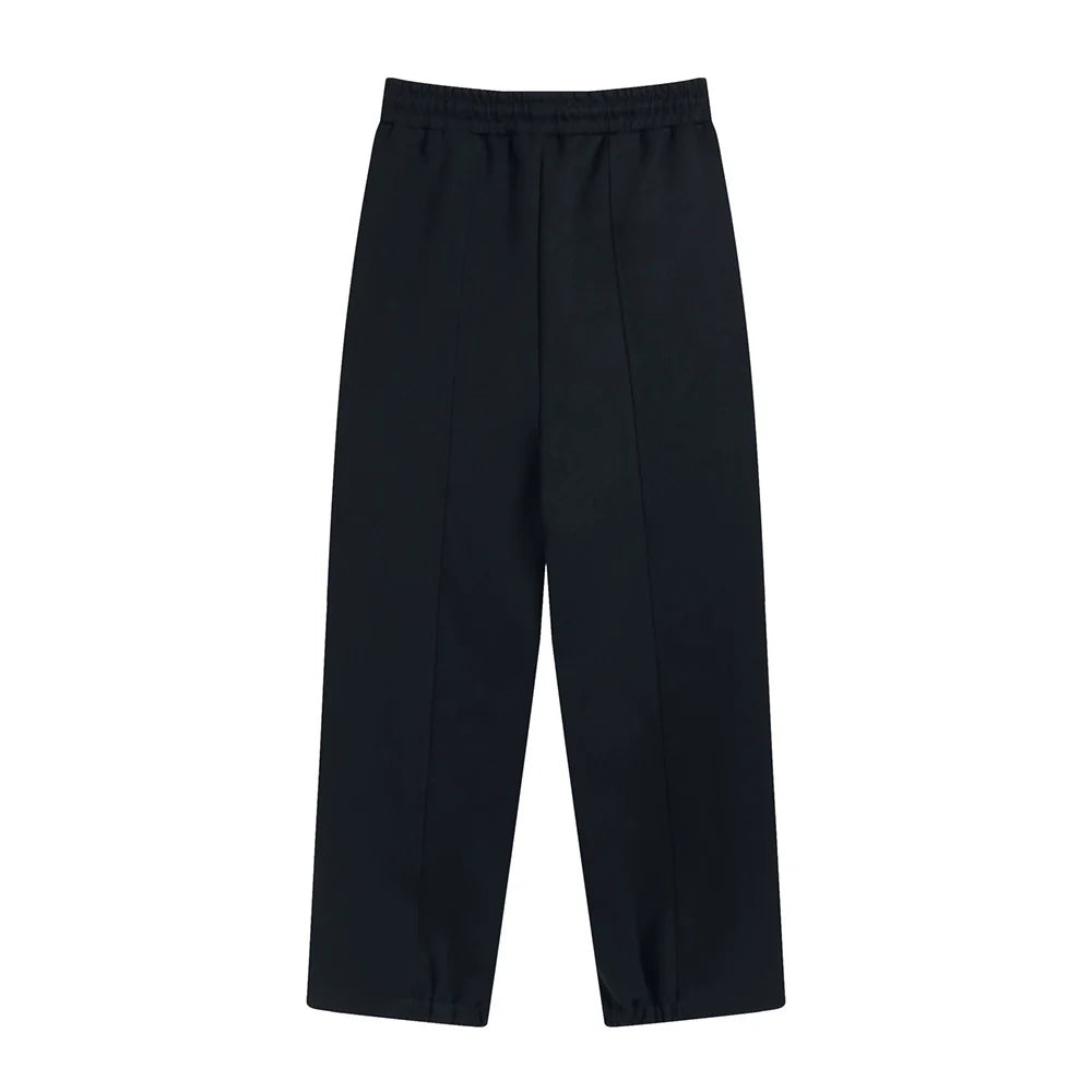 Men Sweatpants Loose Casual Sweatpants Elastic Waist Sports Straight Solid Color Wide Leg Trousers