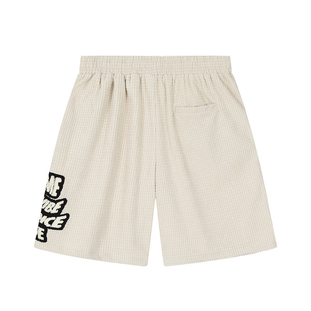 Men Shorts Walf Checks Summer Loose Sports Embroidery