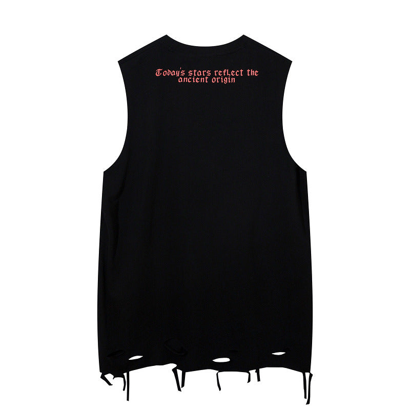 Men Vest Hiphop Loose Sleeveless T-shirt Sports Top