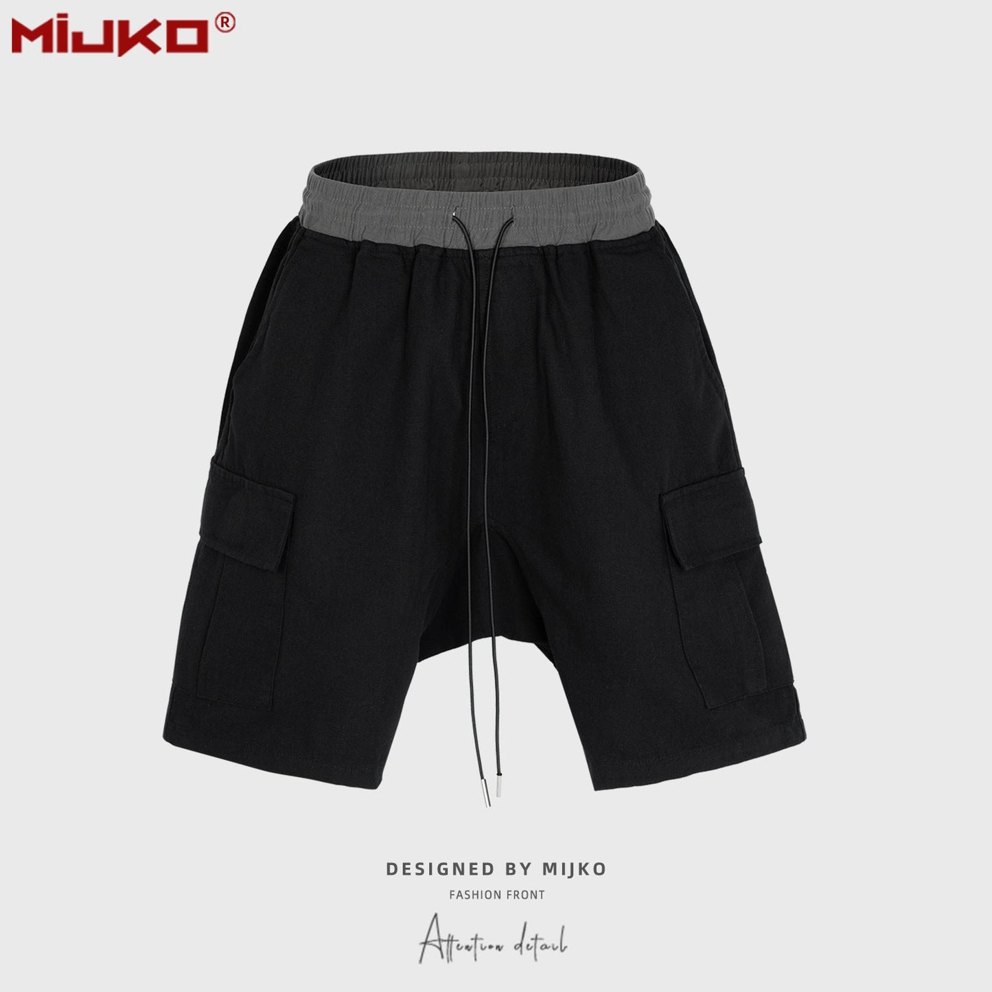 MIJKO Mens Shorts Drawstring Casual Unisex Shorts
