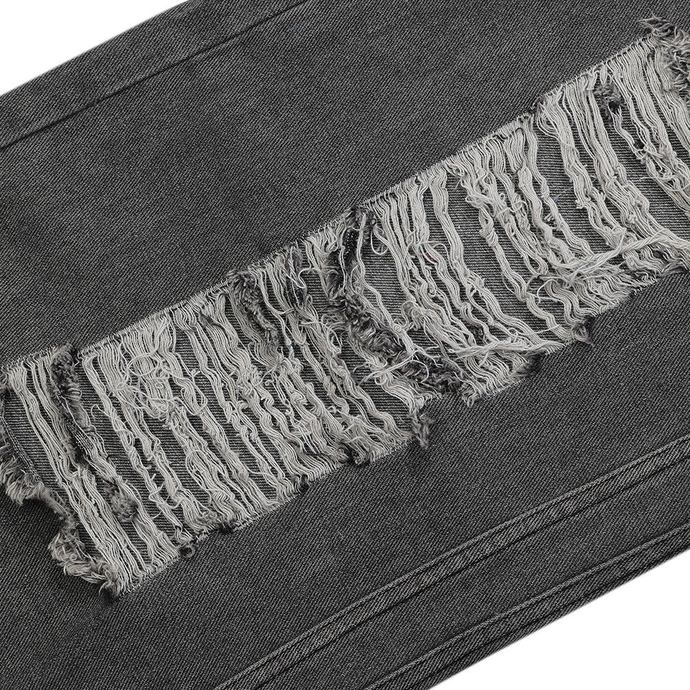 Women Pants Ripped Jeans Straight Wide Leg Pants Loose Trousers