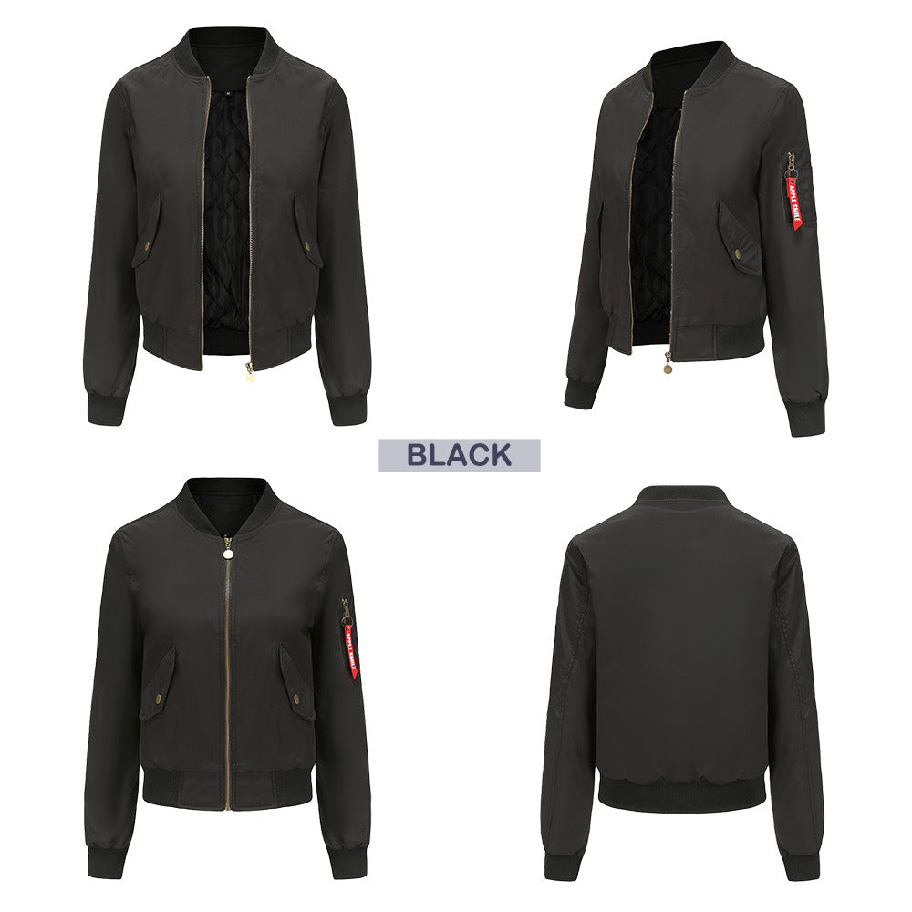 Women Trench Coat Bomber Jacket Women Baseball Jacket Spring and Autumn Flight Suit Long Sleeve Coat