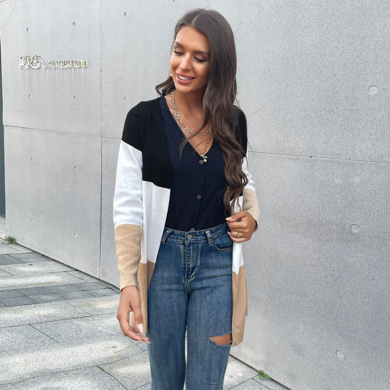 Women Knitted Sweater Autumn and Winter Leisure Sweater Long Sleeve Cardigan Jacket