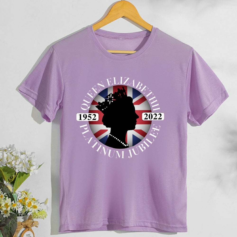 Inspired by Queen's Platinum Jubilee 2022 Elizabeth 70 Years T-shirt Summer Male and Female Large Size