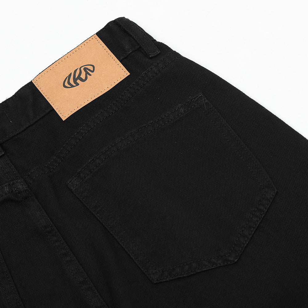 Men Jeans Loose Pure Color Simple Casual