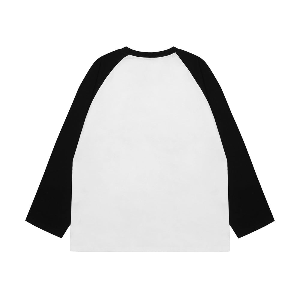 Men Long Sleeve T-Shirt Heavy Weight Cotton Color-Matching