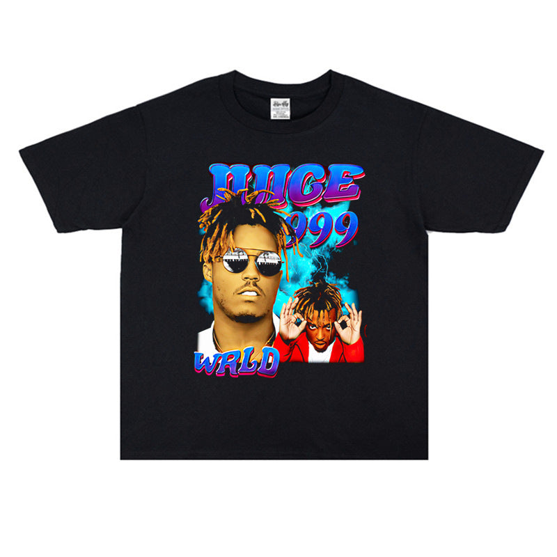 Rock Star T Shirt Juice WRLD Juice Rap Print T-shirt Short Sleeve Cotton Loose round Neck