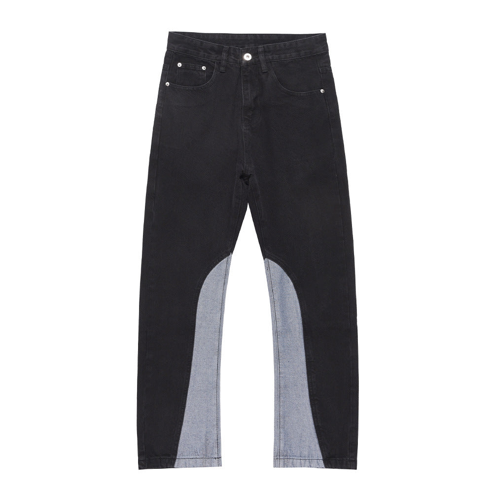 Men Jeans Stitching Loose Casual Trousers