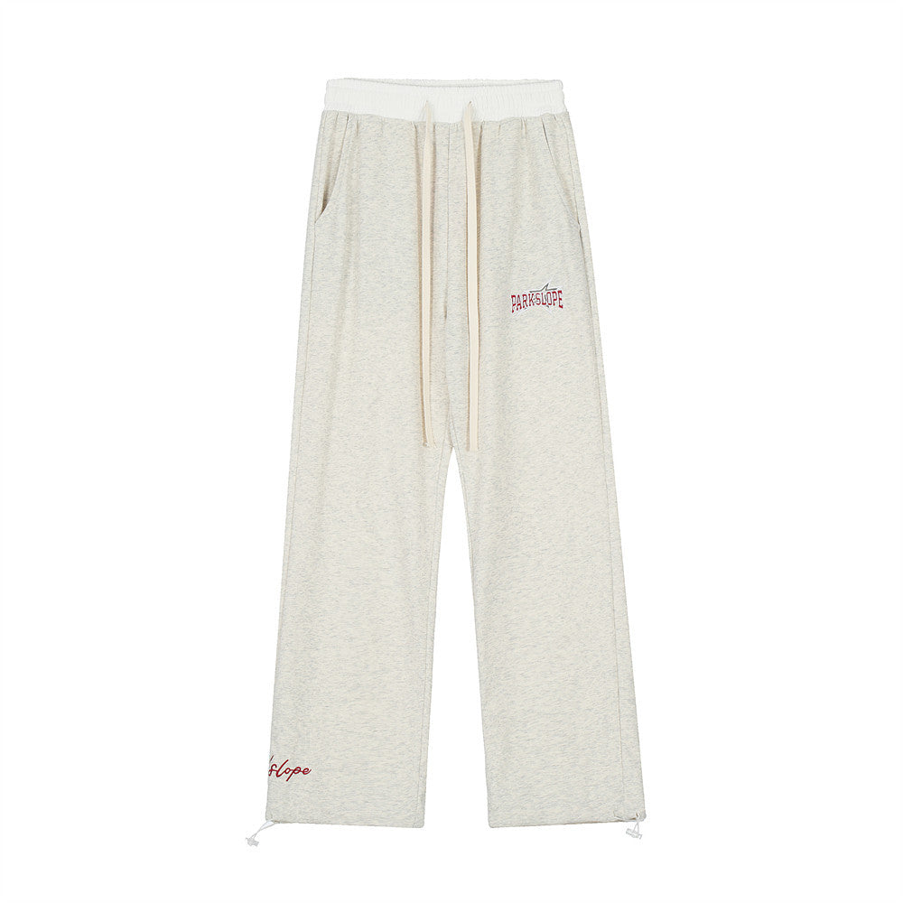 Men Sweatpants Stitching Straight Casual Pants Men's Letter Embroidered Trousers