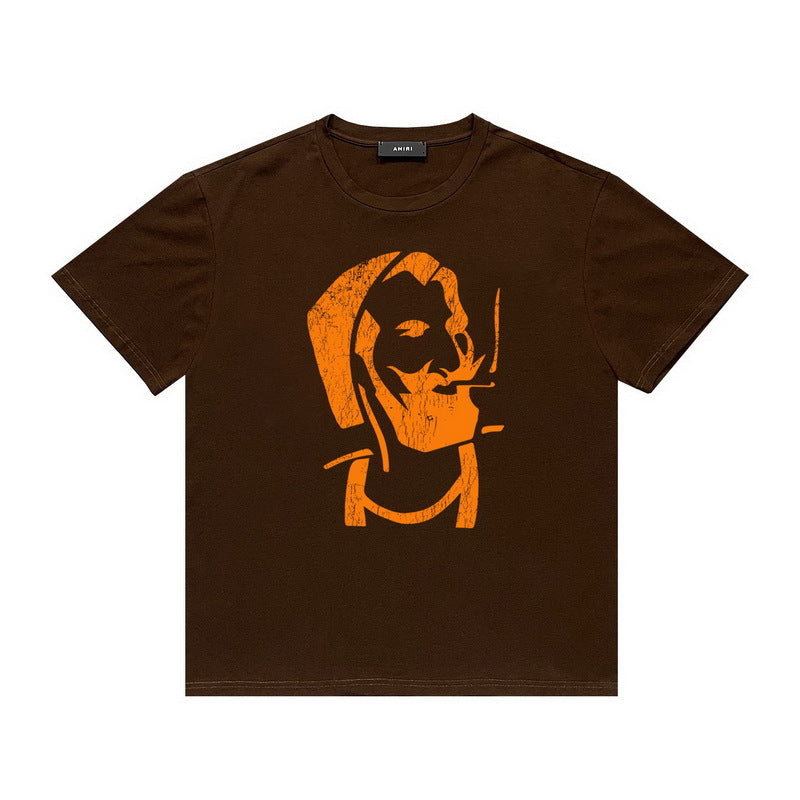 Amiri T Shirt Letter Print Casual Hip Hop High Street round Neck Short Sleeve T-shirt