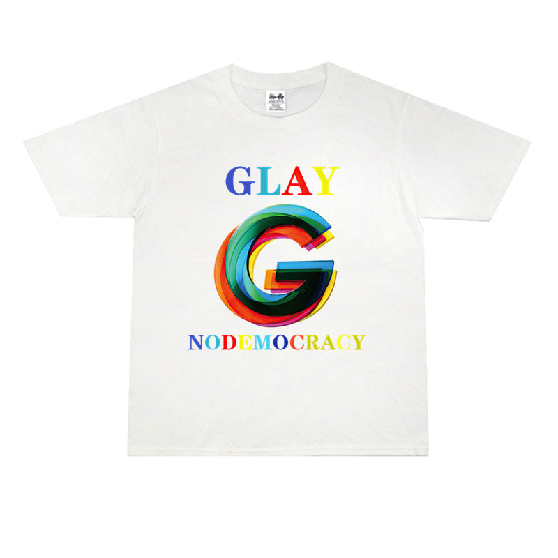 Rock Star T Shirt Glay Band Printed Short Sleeve Loose-Fitting Pure Cotton T-shirt Men's and Women's round Neck