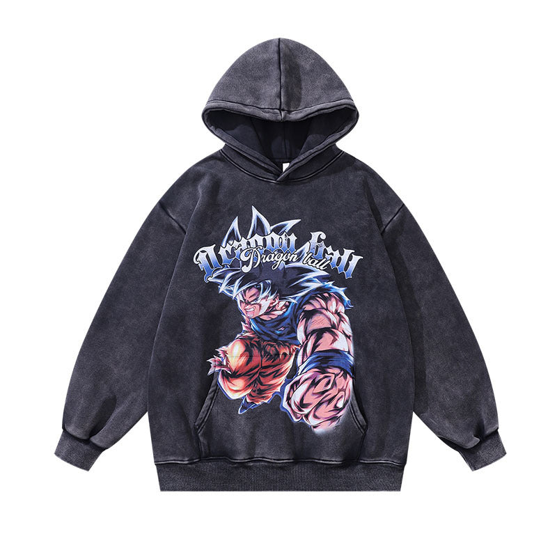 Men Hoodie Cartoon Printing plus Velvet Casual Hooded Sweater